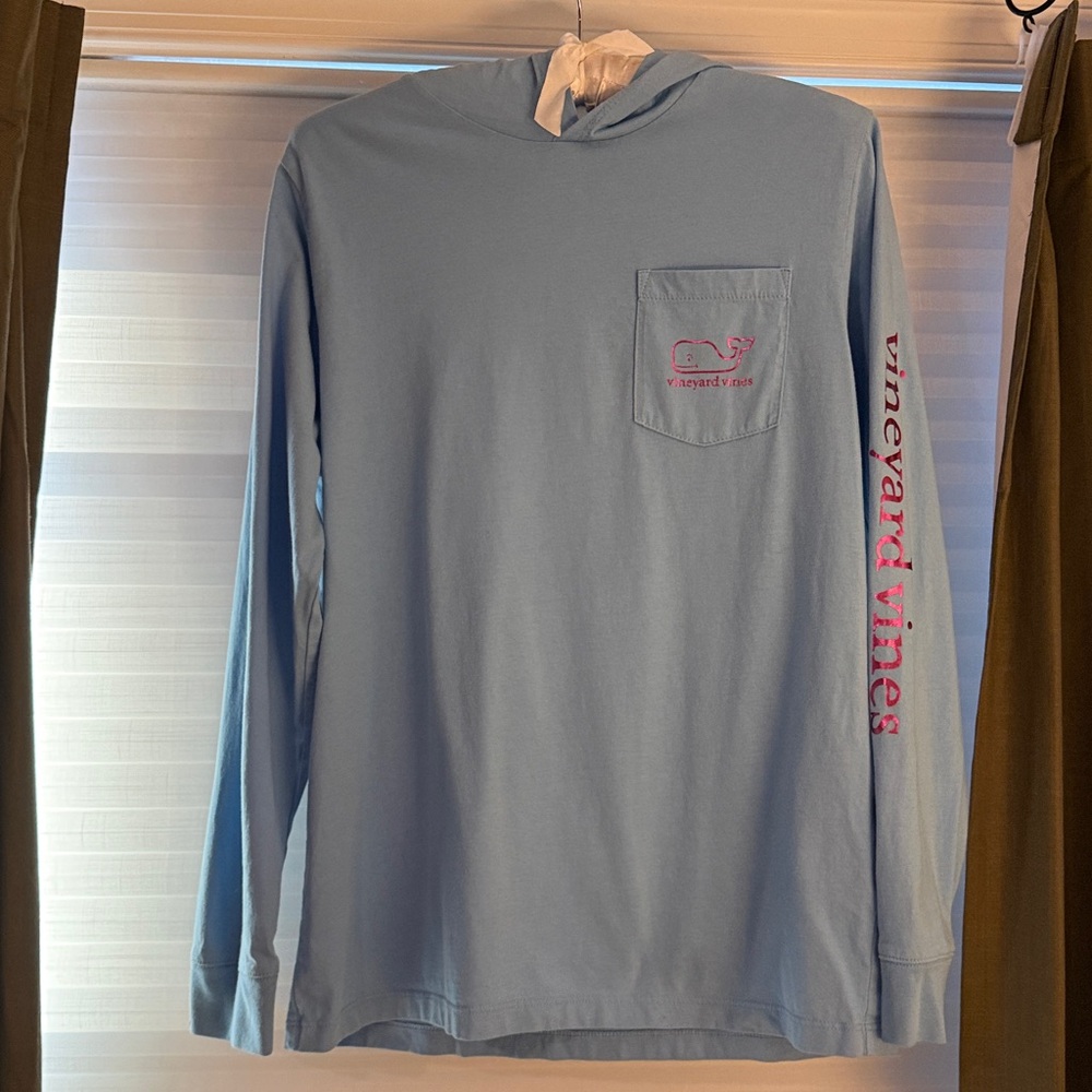 Girls Vineyard Vines Light Blue Long Sleeve Hooded Tee